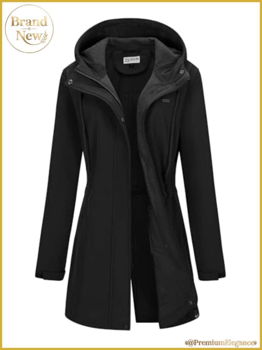 Women's Hooded Softshell Jacket Fleece Lined Waterproof Raincoat